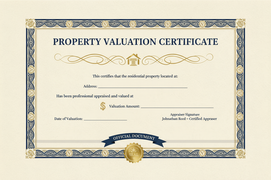 a certficiate of value for a residential property